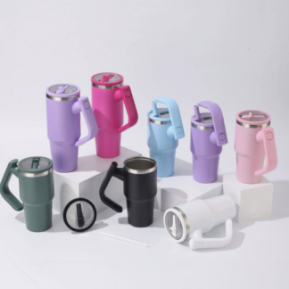 跨境304不锈钢保温杯旋转手柄设计汽车杯便携提手30oz冰霸杯批发